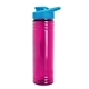 aerial view a translucent fuschia bottle & cyan lid 24 oz slim fit halcyon water bottles with drink - thru lid, image 1 of 3