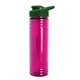 aerial view a translucent fuschia bottle & green lid 24 oz slim fit halcyon water bottles with drink - thru lid, image 1 of 3