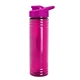 aerial view a translucent fuschia bottle & hot pink lid 24 oz slim fit halcyon water bottles with drink - thru lid, image 1 of 3