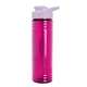 aerial view a translucent fuschia bottle & lilac lid 24 oz slim fit halcyon water bottles with drink - thru lid, image 1 of 3