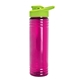 aerial view a translucent fuschia bottle & lime green lid 24 oz slim fit halcyon water bottles with drink - thru lid, image 1 of 3