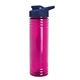 aerial view a translucent fuschia bottle & navy blue lid 24 oz slim fit halcyon water bottles with drink - thru lid, image 1 of 3