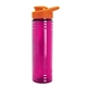 aerial view a translucent fuschia bottle & orange lid 24 oz slim fit halcyon water bottles with drink - thru lid, image 1 of 3