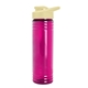 aerial view a translucent fuschia bottle & pastel yellow lid 24 oz slim fit halcyon water bottles with drink - thru lid, image 1 of 3