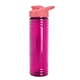 aerial view a translucent fuschia bottle & salmon lid 24 oz slim fit halcyon water bottles with drink - thru lid, image 1 of 3