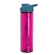 aerial view a translucent fuschia bottle & steel blue lid 24 oz slim fit halcyon water bottles with drink - thru lid, image 1 of 3