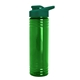 aerial view a translucent green bottle & dark green lid 24 oz slim fit halcyon water bottles with drink - thru lid, image 1 of 3