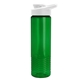 aerial view a translucent green bottle & white lid 24 oz slim fit halcyon water bottles with drink - thru lid, image 1 of 3