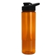 aerial view a translucent orange bottle & black lid 24 oz slim fit halcyon water bottles with drink - thru lid, image 1 of 3