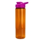 aerial view a translucent orange bottle & hot pink lid 24 oz slim fit halcyon water bottles with drink - thru lid, image 1 of 3