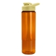 aerial view a translucent orange bottle & pastel yellow lid 24 oz slim fit halcyon water bottles with drink - thru lid, image 1 of 3