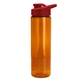 aerial view a translucent orange bottle & red lid 24 oz slim fit halcyon water bottles with drink - thru lid, image 1 of 3