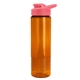 aerial view a translucent orange bottle & salmon lid 24 oz slim fit halcyon water bottles with drink - thru lid, image 1 of 3