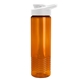 aerial view a translucent orange bottle & white lid 24 oz slim fit halcyon water bottles with drink - thru lid, image 1 of 3