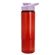 aerial view a translucent red bottle & lilac lid 24 oz slim fit halcyon water bottles with drink - thru lid, image 1 of 3