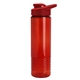 aerial view a translucent red bottle & red lid 24 oz slim fit halcyon water bottles with drink - thru lid, image 1 of 3