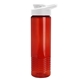 aerial view a translucent red bottle & white lid 24 oz slim fit halcyon water bottles with drink - thru lid, image 1 of 3