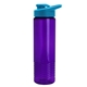 aerial view a translucent violet bottle & cyan lid 24 oz slim fit halcyon water bottles with drink - thru lid, image 1 of 3