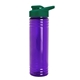 aerial view a translucent violet bottle & dark green lid 24 oz slim fit halcyon water bottles with drink - thru lid, image 1 of 3