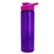 aerial view a translucent violet bottle & hot pink lid 24 oz slim fit halcyon water bottles with drink - thru lid, image 1 of 3