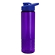 aerial view a translucent violet bottle & royal blue lid 24 oz slim fit halcyon water bottles with drink - thru lid, image 1 of 3