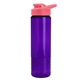 aerial view a translucent violet bottle & salmon lid 24 oz slim fit halcyon water bottles with drink - thru lid, image 1 of 3