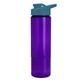 aerial view a translucent violet bottle & steel blue lid 24 oz slim fit halcyon water bottles with drink - thru lid, image 1 of 3