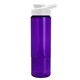 aerial view a translucent violet bottle & white lid 24 oz slim fit halcyon water bottles with drink - thru lid, image 1 of 3