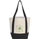 aerial view a black mini recycled 8oz cotton canvas tote, image 1 of 6