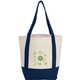 aerial view a navy mini recycled 8oz cotton canvas tote, image 1 of 5