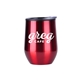 a red 12 oz economy stainless steel stemless wine glass