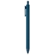 aerial view a navy blue bloom recycled plastic retractable soft touch pen, image 1 of 2