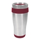 aerial view a burgundy 16 oz bpa - free plastic blue monday steel tumbler with color trim - 16 oz., image 1 of 2