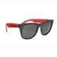 aerial view a black frame with red trim vibrant sunglasses with black frame, image 1 of 2