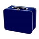 aerial view a dark blue retro metal lunch box, image 1 of 3