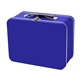 aerial view a blue retro metal lunch box, image 1 of 3