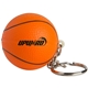 aerial view a orange basketball keyring stress reliever, image 1 of 5