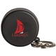 aerial view a black hockey puck keyring stress reliever, image 1 of 4