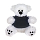 aerial view a white/black shirt 8 plush bear / stuffed animal with shirt, image 1 of 2