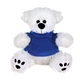 aerial view a white/blue shirt 8 plush bear / stuffed animal with shirt, image 1 of 2