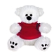 aerial view a white/red shirt 8 plush bear / stuffed animal with shirt, image 1 of 2