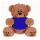 aerial view a brown/blue shirt 8 plush bear / stuffed animal with shirt, image 1 of 2