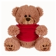 aerial view a brown/red shirt 8 plush bear / stuffed animal with shirt, image 1 of 2