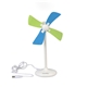 aerial view a white/blue/green moma usb desktop personal fan eva blades, abs plastic, image 1 of 2