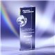 a clear clearaward optical crystal achievement award spinning globe 8 in