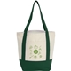 aerial view a dark green mini recycled 8oz cotton canvas tote, image 1 of 6