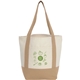 aerial view a tan mini recycled 8oz cotton canvas tote, image 1 of 6