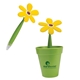 a green-buttercup potted pen w / recycled plastic cup and flower pen