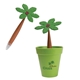 a green-palmtree potted pen w / recycled plastic cup and flower pen