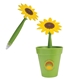 a green-sunflower potted pen w / recycled plastic cup and flower pen